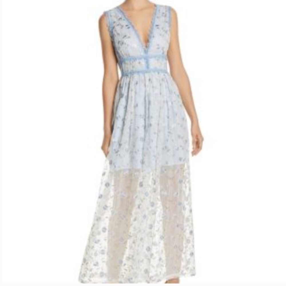 AQUA  Embroidered Floral Maxi Dress NWT, Size L